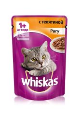 Whiskas для кошек рагу с телятиной 85 гр.